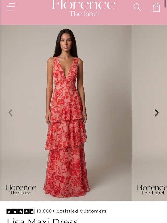 Dresses & Skirts - Coral Pink Floral V-Neck Tiered Maxi Dress